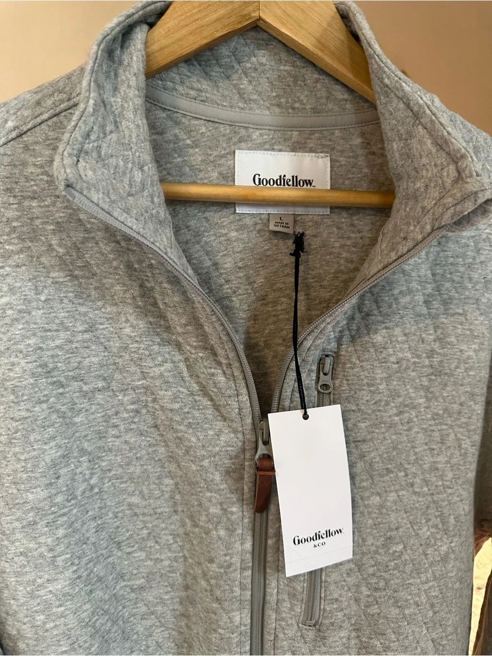 Goodfellow & Co Heather Gray Quilted Zip-Up Shirt Jacket - Picture 2 of 5